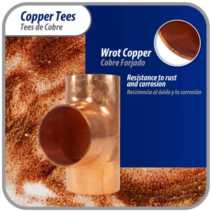 Appli Parts AP-T158 1-5/8 in Wrot Copper Tee CxCxC connections for refrigeration, air conditioning and plumbing applications ACR and Type L copper pipe