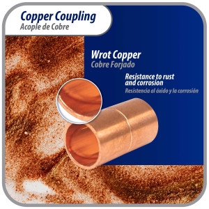 Appli Parts AP-A038 3/8 pulg Anillo de Cobre Accesorios de tuberia de cobre CxC Conexiones soldadas para aplicaciones de refrigeracion, aire acondicionado y plomeria Tuberia de cobre ACR y tipo L