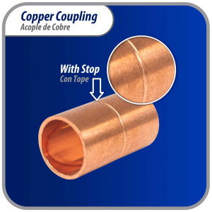 Appli Parts AP-A038 3/8 pulg Anillo de Cobre Accesorios de tuberia de cobre CxC Conexiones soldadas para aplicaciones de refrigeracion, aire acondicionado y plomeria Tuberia de cobre ACR y tipo L