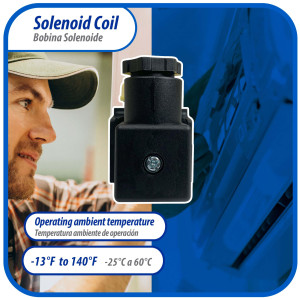 Appli Parts APSOV-024C Bobina Valvula Solenoide 24 V, 50/60 Hz, compatible con todos los refrigerantes fluorados CFC, HCFC y HFC, valvula no incluida
