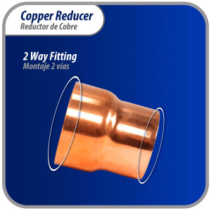 Appli Parts AP-R158138 Reductor de Cobre de 1-5/8x1-3/8 pulg Conexiones CxC soldadas para aplicaciones de refrigeracion, aire acondicionado y plomeria Tuberia de cobre ACR y Tipo L