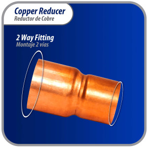 Appli Parts AP-R078034 Reductor de Cobre de 7/8x3/4 pulg Conexiones CxC soldadas para aplicaciones de refrigeracion, aire acondicionado y plomeria Tuberia de cobre ACR y Tipo L