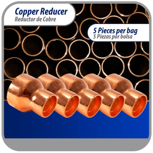 Appli Parts AP-R138078 Reductor de Cobre de 1-3/8x7/8 pulg Conexiones CxC soldadas para aplicaciones de refrigeracion, aire acondicionado y plomeria Tuberia de cobre ACR y Tipo L