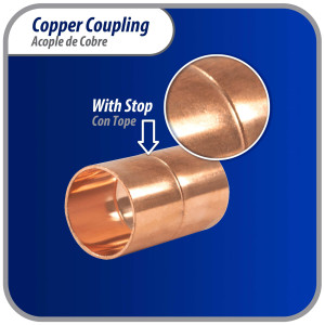 Appli Parts AP-A034 3/4 pulg Anillo de Cobre Accesorios de tuberia de cobre CxC Conexiones soldadas para aplicaciones de refrigeracion, aire acondicionado y plomeria Tuberia de cobre ACR y tipo L