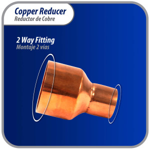 Appli Parts AP-R158078 Reductor de Cobre de 1-5/8x7/8 pulg Conexiones CxC soldadas para aplicaciones de refrigeracion, aire acondicionado y plomeria Tuberia de cobre ACR y Tipo L