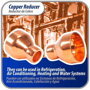 Appli Parts AP-R138058 Reductor de Cobre de 1-3/8x5/8 pulg Conexiones CxC soldadas para aplicaciones de refrigeracion, aire acondicionado y plomeria Tuberia de cobre ACR y Tipo L