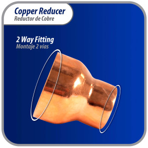 Appli Parts AP-R218138 Reductor de Cobre de 2-1/8x1-3/8 pulg Conexiones CxC soldadas para aplicaciones de refrigeracion, aire acondicionado y plomeria Tuberia de cobre ACR y Tipo L