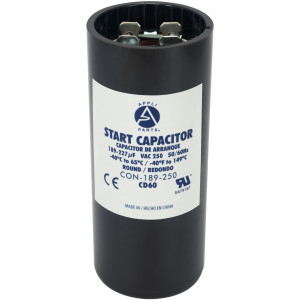 Appli Parts CON-189-250 Capacitor de Arranque 189-227 MFD (microfaradios) uF, 250 VAC. Universal para Motores Electricos, condensador de arranque de 3.7 cm de Diametro, 8.6 cm de Alto