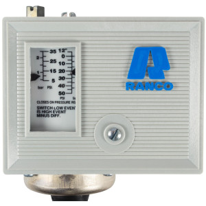 Ranco O10-1402 Presostato de Baja Sencillo, Presion 12 pulg HG a 50 psig, Diferencial de 5 a 35 psi, Capilar de 36 pulg, para sistemas de Refrigeracion