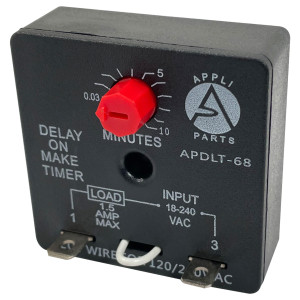 Appli Parts APDLT-68 Retardador de Tiempo en Arranque 0.03 min a 10 min, 18-240 V, AC/DC, 50/60 Hz, 0.04-1.5 A, Remplazo Universal Appli Parts APDLT-68 Retardador de Tiempo en Arranque 0.03 min a 10 min, 18-240 V, AC/DC, 50/60 Hz, 0.04-1.5 A, Remplazo Universal