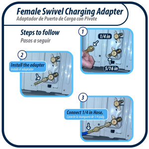 Appli Parts APCA-51614S 5/16 in Female x 1/4 in Male, SAE, R410, Swivel Charging Adapter with Valve Core and Depressor for Ductless Mini Split and other Air Conditioning Applications