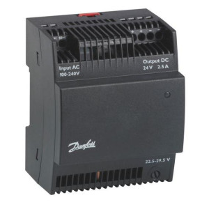 Danfoss 080Z0059 Power Supply AK-PS 250, 100-240 Input Voltage, 24 Output Voltage AC, 60 VA, Din Rail Mount, replaces 080Z0052, 080Z0055