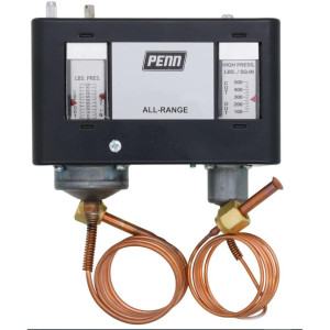 PENN P70LB-1C Switch Pression Dual JCI, low pressure 20 to 100 psi, high pressure 100 to 500 psi, SPST, knob adjustment low cutout PENN P70LB-1C Switch Pression Dual JCI, low pressure 20 to 100 psi, high pressure 100 to 500 psi, SPST, knob adjustment low cutout