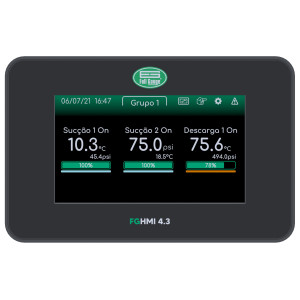 Interfaz Digital Full Gauge FG-HMI 4.3  FG-HMI 4.3 se comunica con  RCK-862 plus a traves de conexion RS-485
