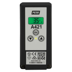 PENN A421GBF-02C Electronic Temperature Control JCI Low-Voltage 24 VAC, -40 F a 212 F, IP20, Includes an A99BB-200C temperature sensor with 6.6 ft cable