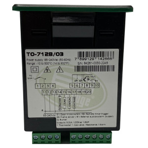 Full Gauge Oven Thermostat Timer 85-265V 50/60Hz Thermon for Gas, Electric or Wood-Fired Oven 14F to 932F, 4 Relay Outputs, 2 Digital Input, 1 Flame Sensor, Internal Buzzer TO-712B