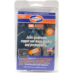 Uniweld UNI-4300 P4KD9S Kit de Soldadura de Alumino Incluye 10 pies de Soldadura, fundente de 2oz y Aplicador de Fundente con Punta Metalica