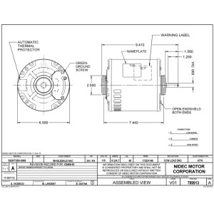US Motors 3/4 hp 6770 1725/1140rpm, 4 polos, 1 eje, ODP Cerramiento, 2 velocidades, 6.3 diametro, CW, Shaft End, 115v, 60 hz, 1 ph,  S063SSH8068011B