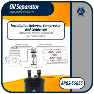 Appli Parts APOS-55855 5/8 in ODF Oil Separator, compatible with CFC,HCFC,HFC,R22,R407C,R502,R134a,R404A,R507, Working temperature 14 F to 266 F