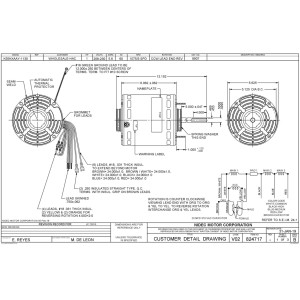 US Motors 8907 Motor 1 HP 1075 RPM 208-230 V 1 Ph OAO 3 Speed, 5.6 Frame, 1/2 in Shaft, CCW Rotation from Lead End Reversible, 6 Poles, 20 MFD 370VAC Run Capacitor Not Included, Model K055TAK8137012B