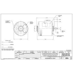 US Motors 1/3 hp 6767 1725/1140rpm, 4 polos, 1 eje, ODP Cerramiento, 2 velocidades, 6.3 diametro, CW, Shaft End, 115v, 60 hz, 1 ph,  S063SSE8079011B